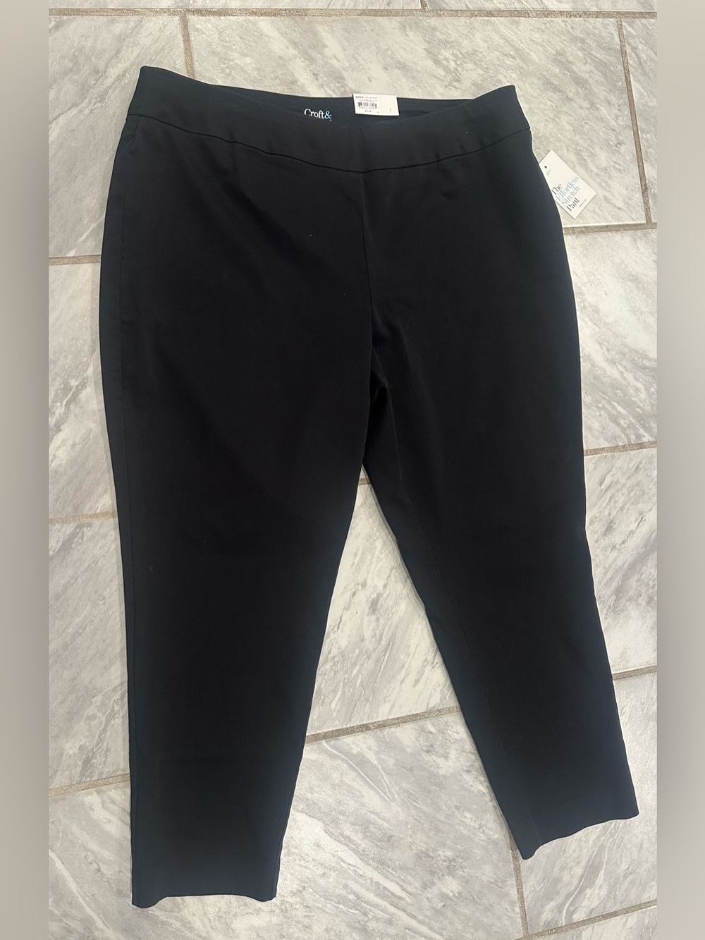 NWT Croft & Barrow Womens The Effortless Black Stretch Pant Size 18W Short